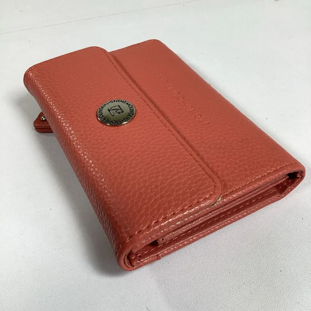 Stone Mountain Pebble Leather Coral Wallet